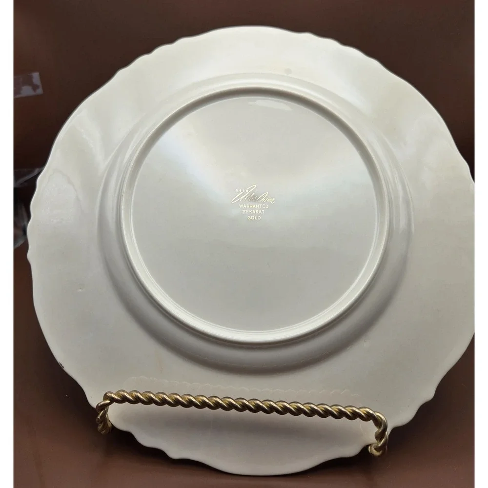 50th Anniversary Plate 22k Gold Wide Ribbon‎ Scalloped Edge 